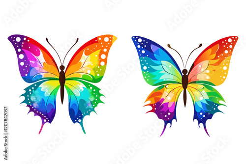 set of colorful butterflies