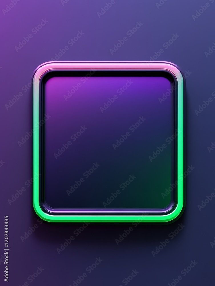 Neon square frame with gradient purple background. Neon square frame with gradient purple background.