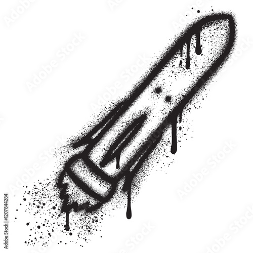 Guided missile weapon graffiti with black spray paint. vector illustration.