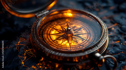 Glowing Compass Illuminating a Clear Path in Business Decisions