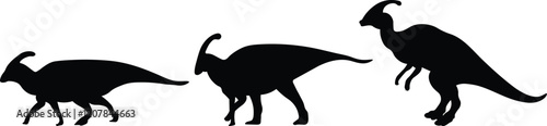 Parasaurolophus Dinosaur Silhouette in Black and White