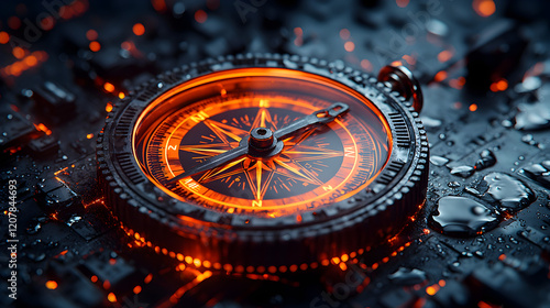фотографія Glowing Compass Symbolizing Clear Direction in Business