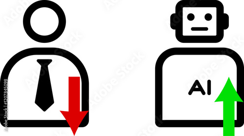 Layoff of Employees Due to AI Advancement Icon Illustration