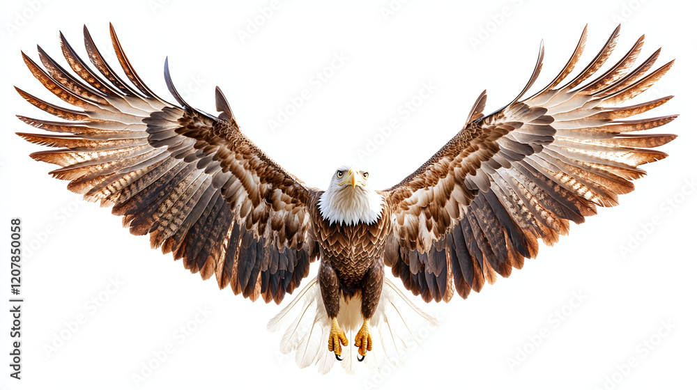 Obraz premium Bald eagle flying isolated on white background