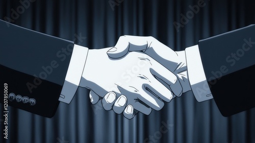 Classic monochrome handshake between two professionals in suits, symbolizing collaboration and mutual understanding photo