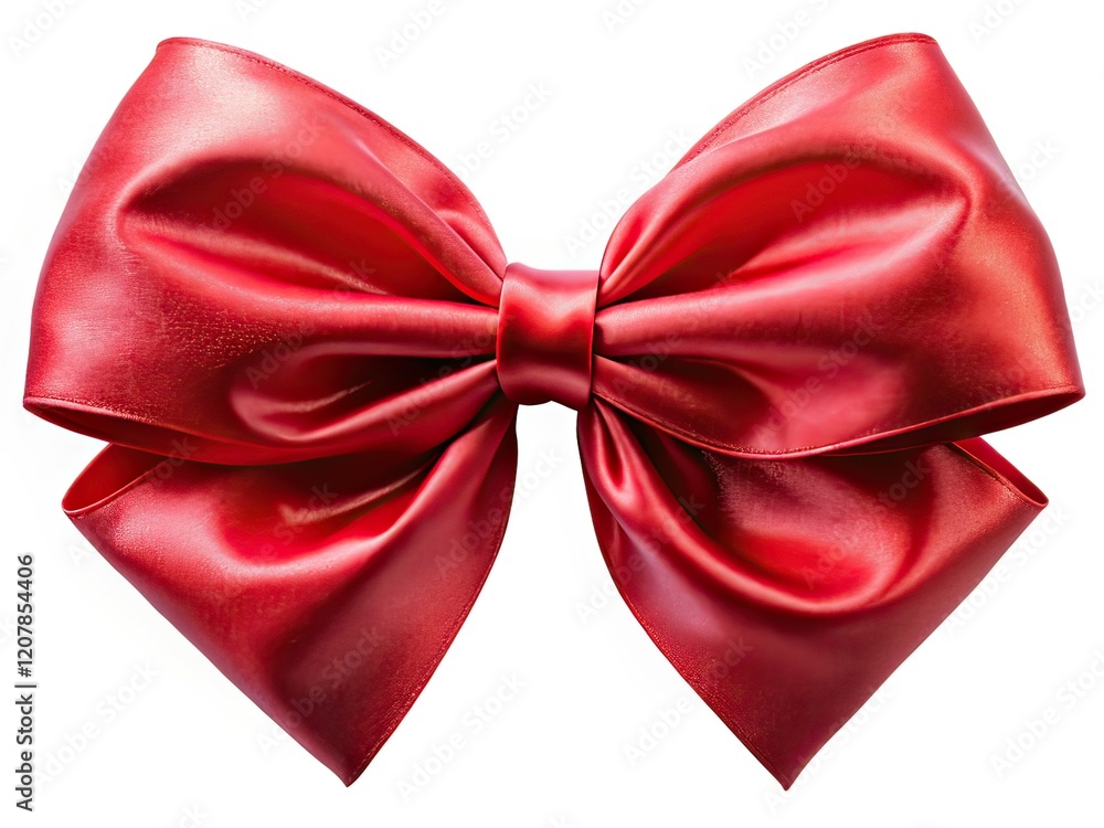 Large Red Satin Bow on White Background - Elegant Fashion Photography Large Red Satin Bow on White Background - Elegant Fashion Photography