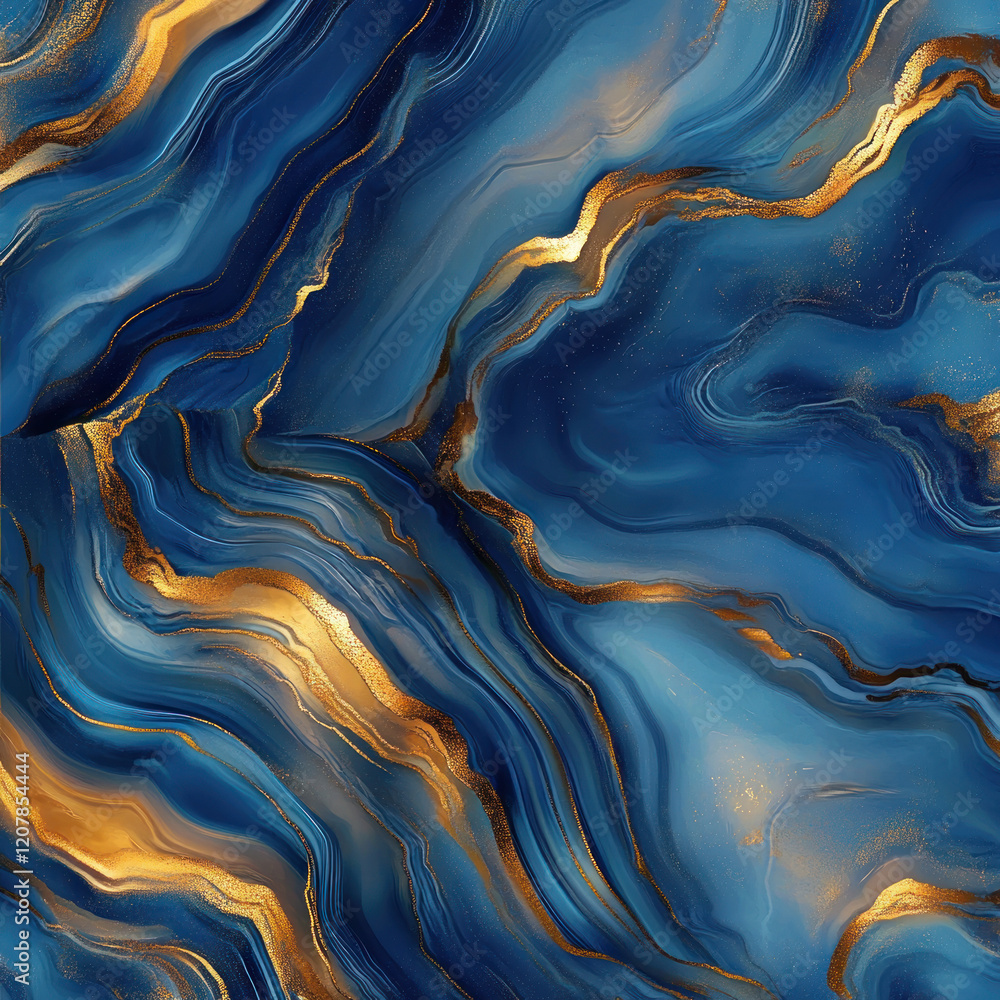 Abstract blue and gold marble texture. Abstract blue and gold marble texture.