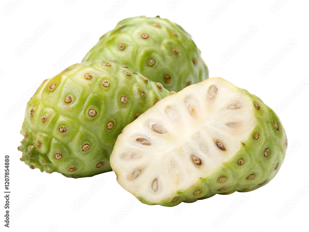 A ripe noni fruit isolated on a transparent background A ripe noni fruit isolated on a transparent background