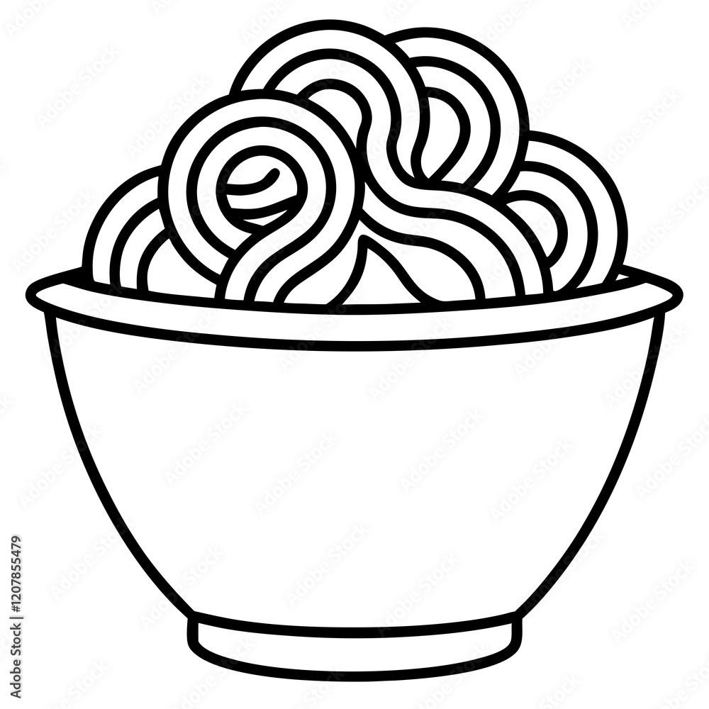 Noodle Bowl Line Illustration Noodle Bowl Line Illustration