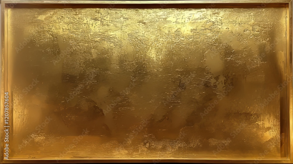 Fototapeta premium Golden picture frame with a shiny surface, blending vintage and modern design. Material adds a luxurious, smooth border with a rich, glittering shine