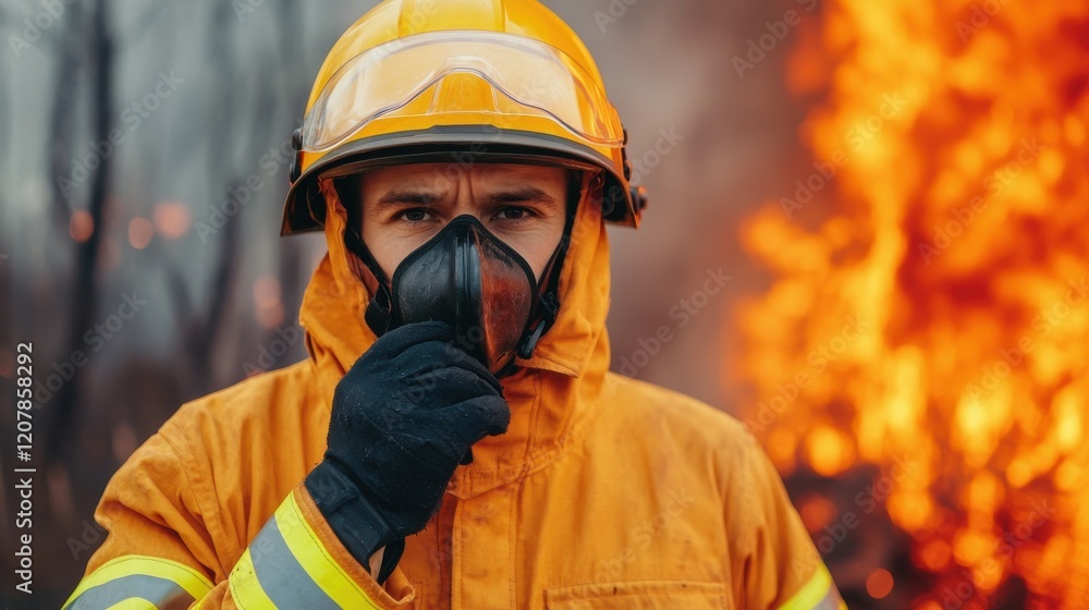 Firefighter battling wildfire forest area action scene dramatic environment close-up viewpoint heroism concept Firefighter battling wildfire forest area action scene dramatic environment close-up viewpoint heroism concept