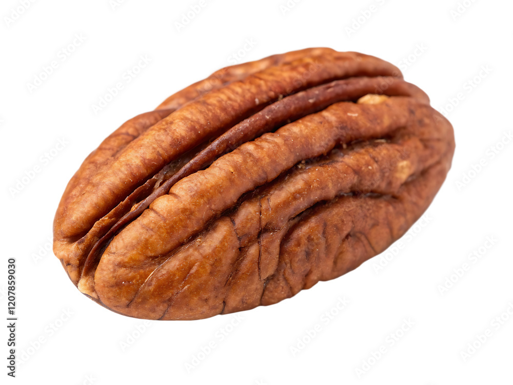 A single pecan nut isolated on a transparent background A single pecan nut isolated on a transparent background