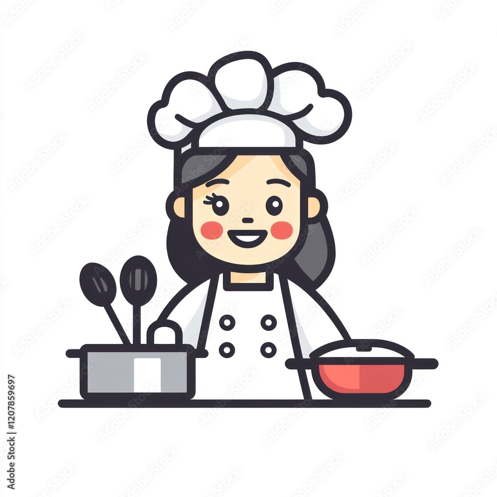 Cartoon chef, preparing food, kitchen scene, illustration, for food blog Cartoon chef, preparing food, kitchen scene, illustration, for food blog
