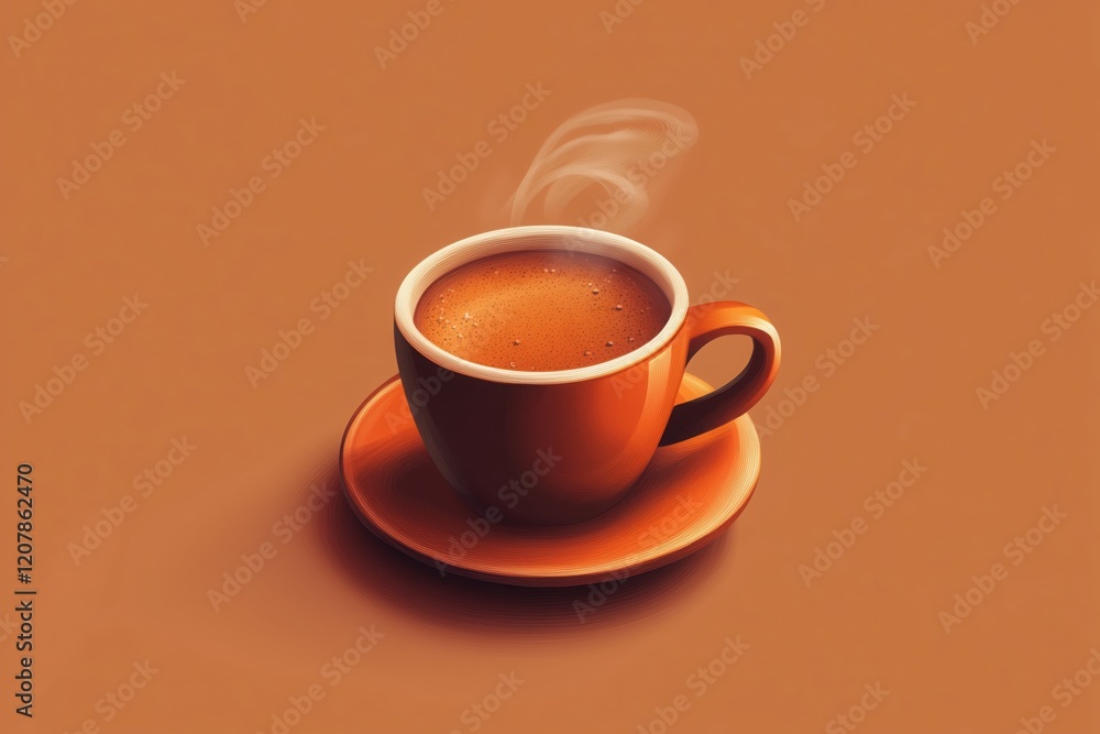 Minimalist illustration of a steaming cup of coffee. Minimalist illustration of a steaming cup of coffee.