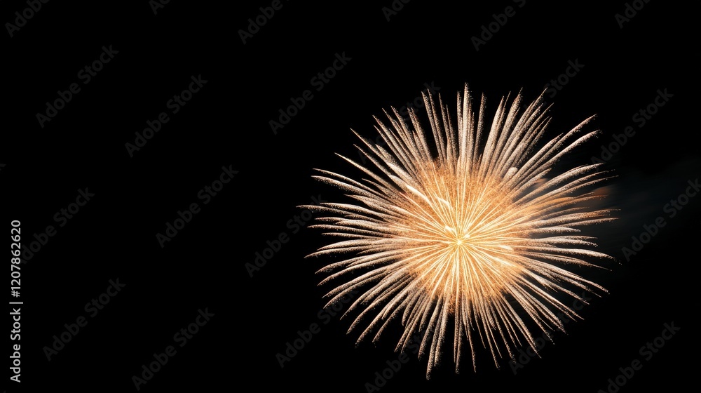 Golden Chrysanthemum Fireworks Display, Chinese New Year Celebration, Night Sky Spectacle Golden Chrysanthemum Fireworks Display, Chinese New Year Celebration, Night Sky Spectacle