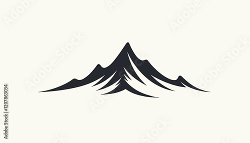 Minimalistic mountain illustration on white background, modern elegance