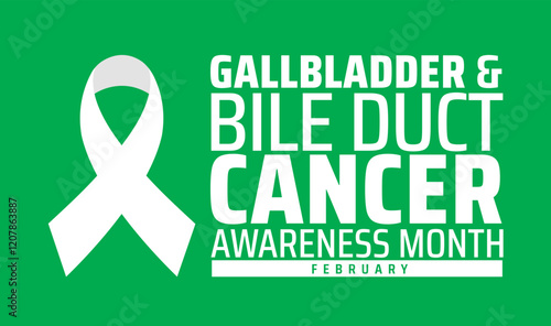Gallbladder and Bile Duct Cancer Awareness Month background banner or poster design template. observed every year in February. Holiday concept. Use to any Template, card, poster, placard, template.