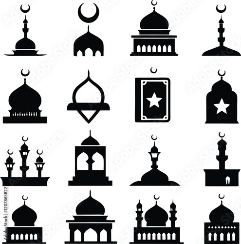 Collection of Islamic Symbols and Mosque Designs