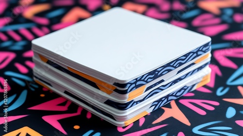 Wallpaper Mural Stacked Blank Cards Colorful Abstract Background Torontodigital.ca
