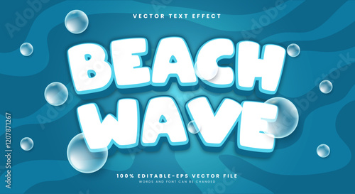 Beach wave editable text effect Template suitable for concept of waves