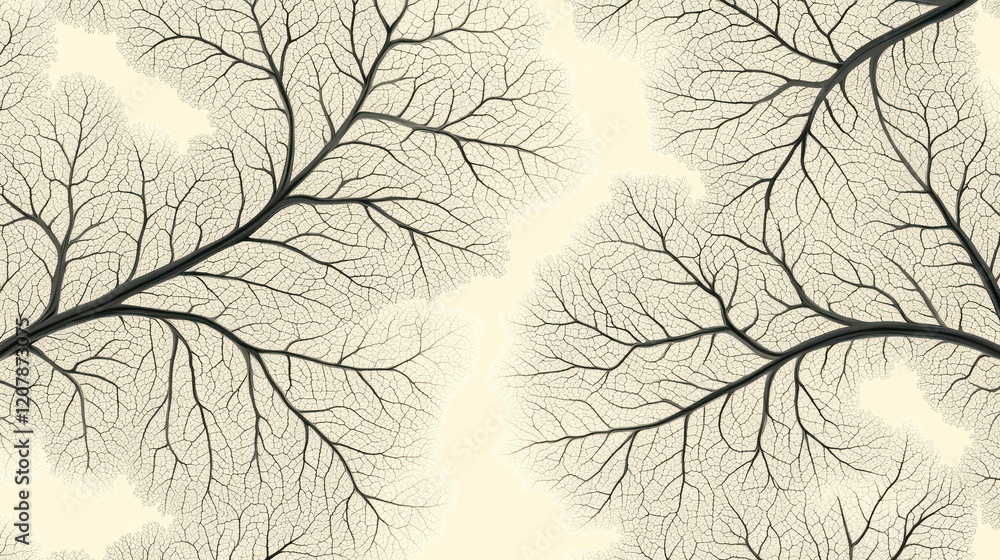 Fototapeta premium Abstract leaf veins pattern, beige background, nature design, textile print