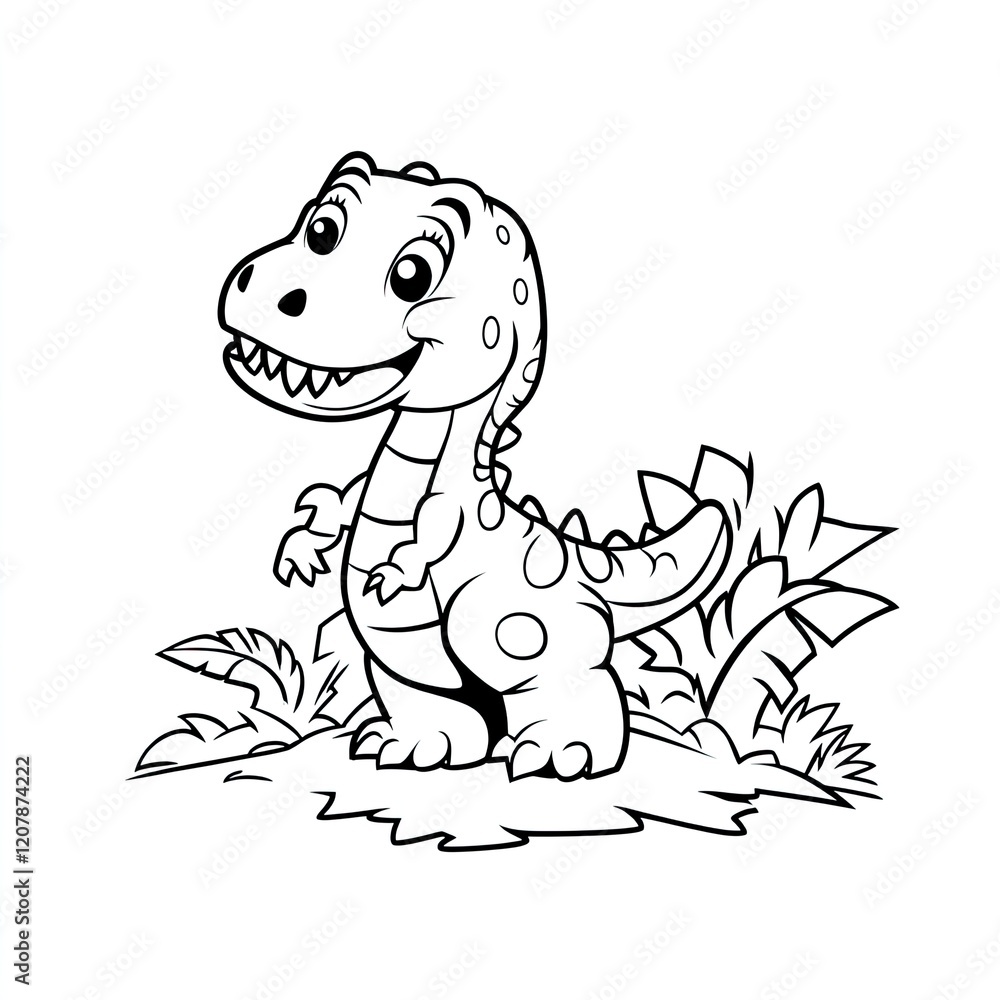 Obraz premium Dinosaur Coloring Book Page Simple Illustrations for Kids
