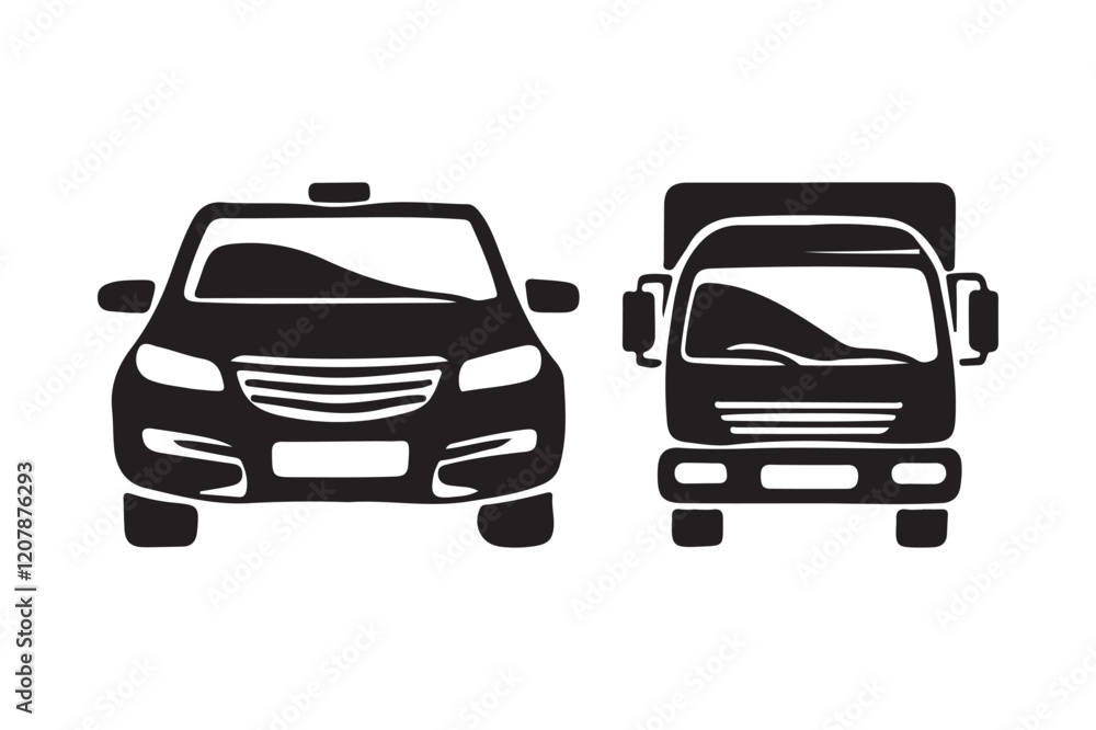 Minimalist Car and Truck Vector Illustration for Transport Themes