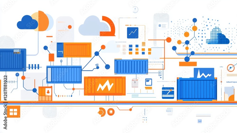 Obraz premium Futuristic design showcasing the evolution of technology and data representation in modern systems