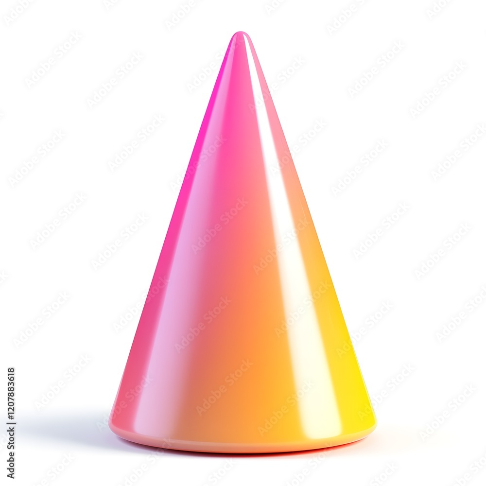 Vibrant Pink and Yellow Gradient Cone Shaped Object on White Background Vibrant Pink and Yellow Gradient Cone Shaped Object on White Background