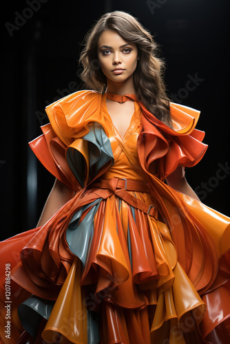 avant-garde fashion, fashion show,.    Generative AI photo