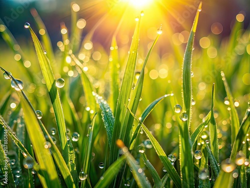 Lush Green Grass Macro Sunrise Spring Summer Long Exposure photo