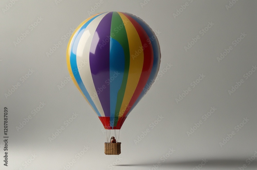 Fototapeta premium A colorful hot air balloon floats serenely against a muted background