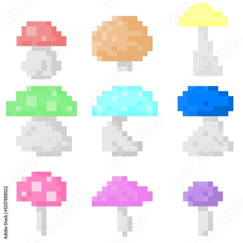 mushrooms for pixel game. set