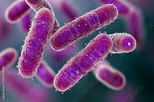 Microscopic view of probiotics bacteria in human body photo