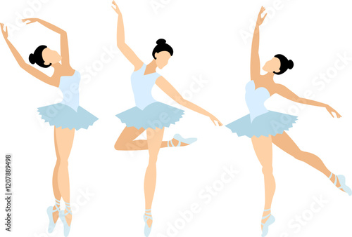 Vector people. Performance of ballet dancers. The ballerina dances classical ballet. Vector illustration isolated