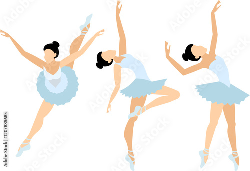 Vector people. Performance of ballet dancers. A graceful ballerina dances ballet. Vector illustration isolated