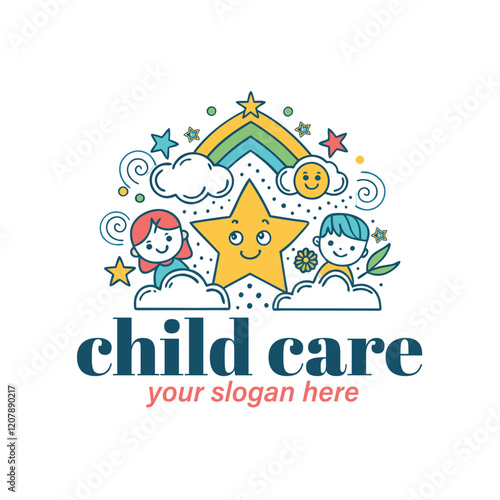 Baby shop child care day care school and kids logo day care create distinctive mother care vector eps logo design	