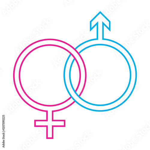 male and female symbols, Gender icon, Pink and blue male female icon.