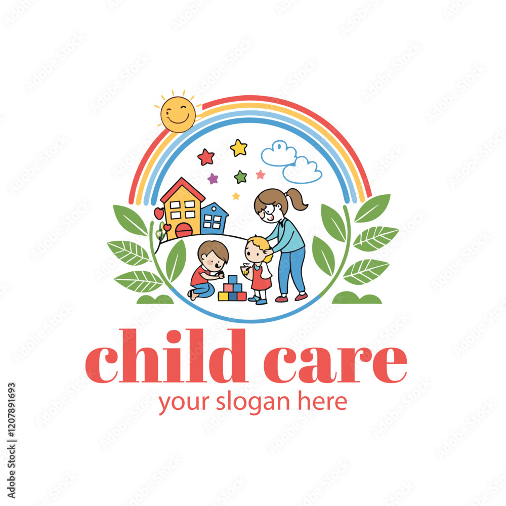 Obraz premium Baby shop child care day care school and kids logo day care create distinctive mother care vector eps logo design 