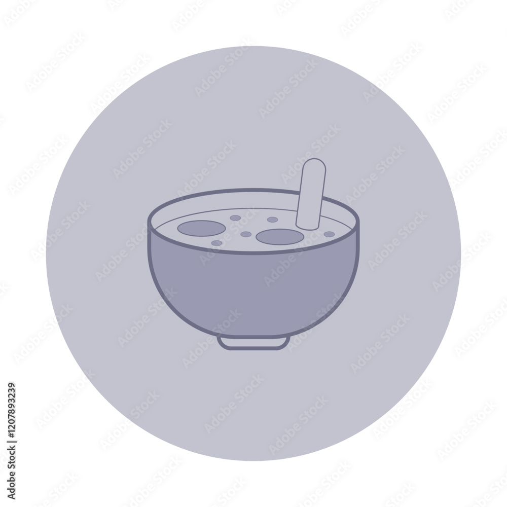Simple, line-style icon of bowl of soup with circular ingredients and spoon. Minimalist style design suitable for menu concepts Simple, line-style icon of bowl of soup with circular ingredients and spoon. Minimalist style design suitable for menu concepts