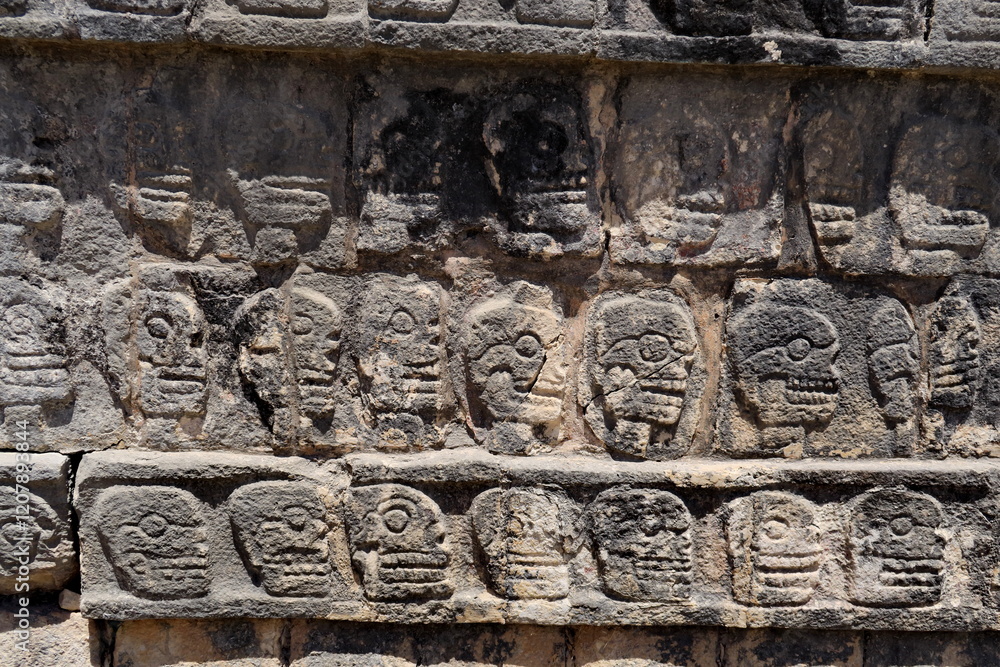 Runes sculptés sur pierre. Ruines Mayas de Chichen Itza. Yucatan. Mexique. Runes sculptés sur pierre. Ruines Mayas de Chichen Itza. Yucatan. Mexique.
