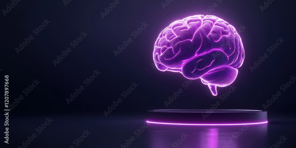 A vibrant neon brain sculpture representing creativity and intelligence in a dark, atmospheric space. A vibrant neon brain sculpture representing creativity and intelligence in a dark, atmospheric space.