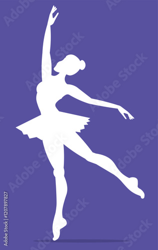 Vector people. Ballet dancers icon. White silhouette of a ballerina. A beautiful ballerina dances classical ballet. Vector illustration isolated