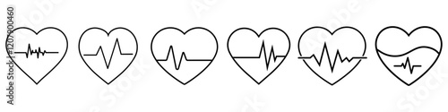 Pulse icon vector set. Heartbeat illustration sign collection. Heart rhythm symbol. Cardiology logo.