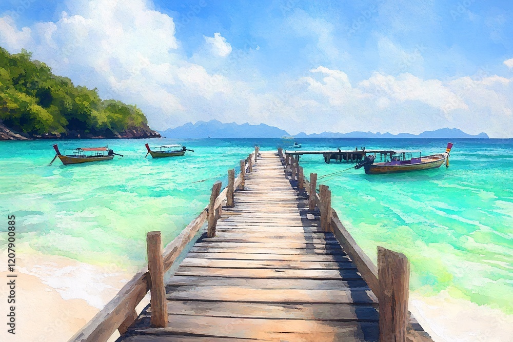 wooden bridge over the tropical sea wooden bridge over the tropical sea