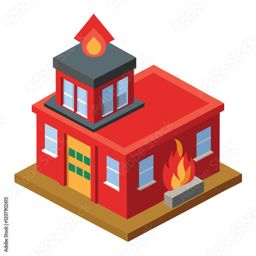 Fire House flat illustration on white background