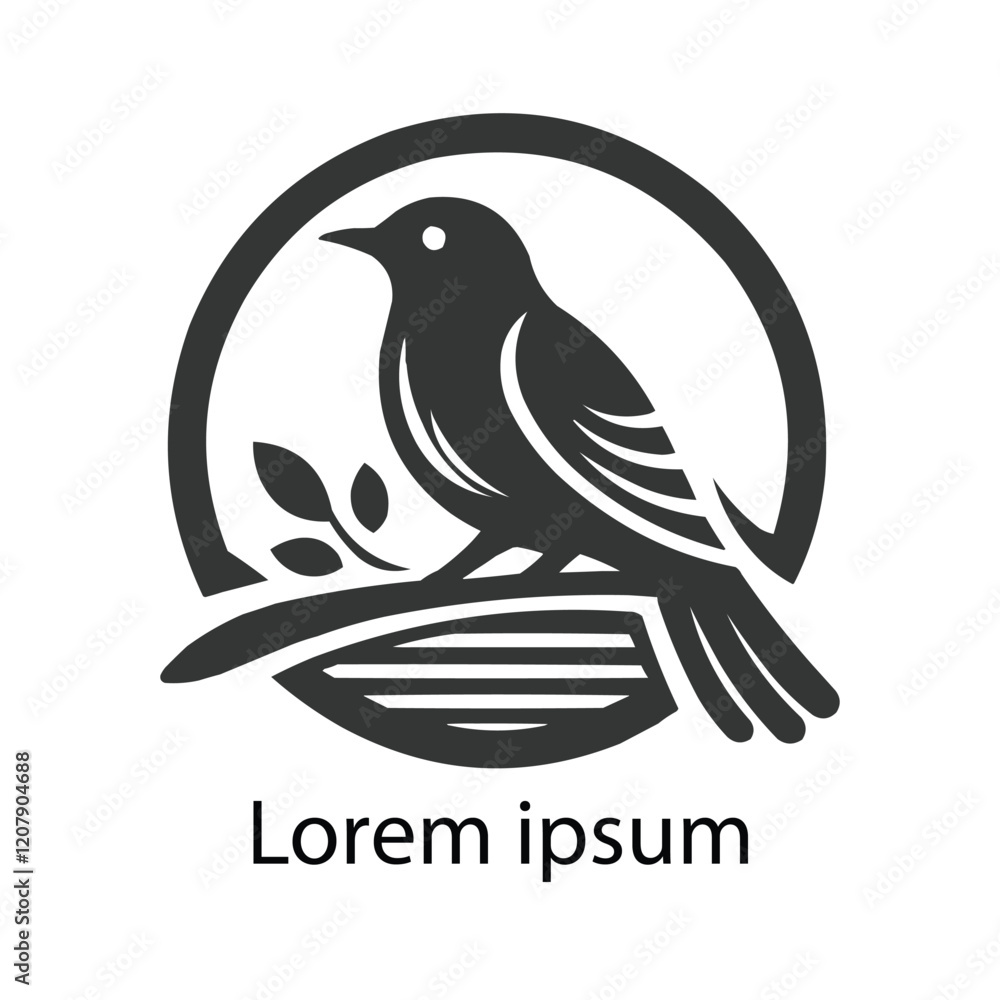 Fototapeta premium Elegant Black Bird Logo for Branding and Identity