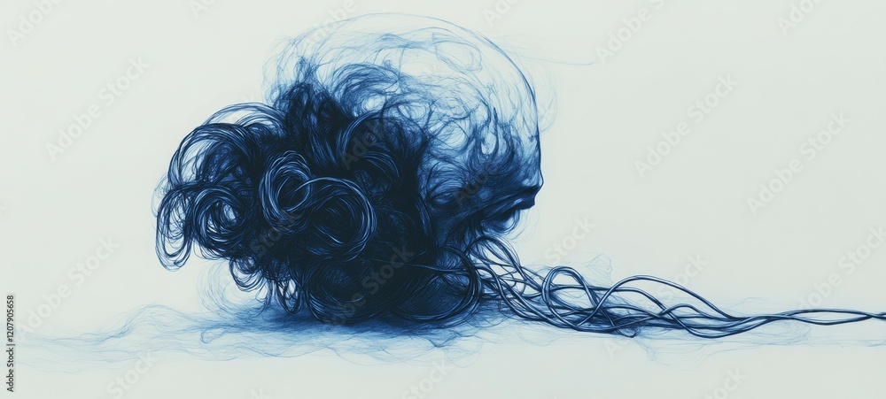 Fototapeta premium The Tangled Headphones, Schizophrenia