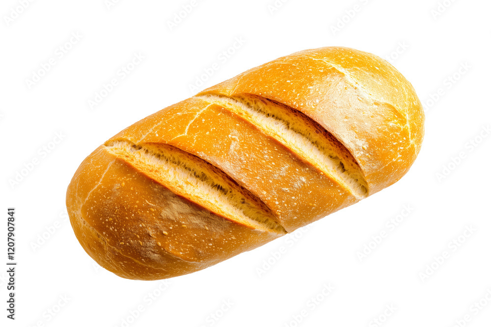 A fresh loaf of wheat bread showing its golden crust and soft interior, isolated on white transparent background. A fresh loaf of wheat bread showing its golden crust and soft interior, isolated on white transparent background.