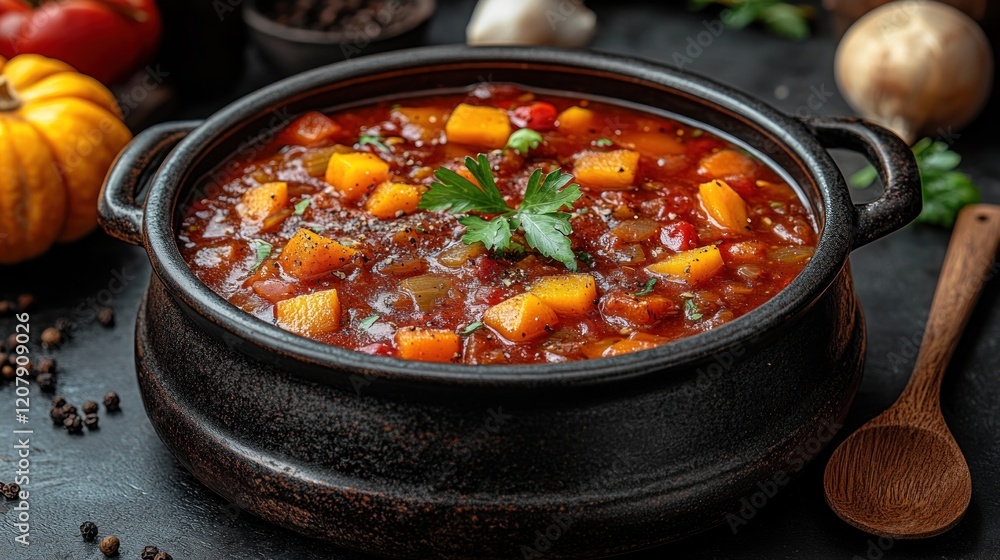 Autumn Vegetable Stew, Dark Pot, Kitchen, Recipe Autumn Vegetable Stew, Dark Pot, Kitchen, Recipe